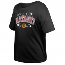Футболка Girls Youth Chicago Blackhawks New Era Black Flip Sequin