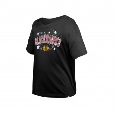 Футболка Girls Youth Chicago Blackhawks New Era Black Flip Sequin