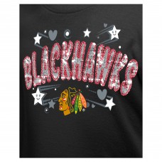Футболка Girls Youth Chicago Blackhawks New Era Black Flip Sequin