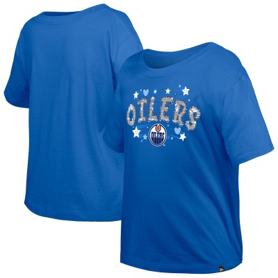 Футболка Girls Youth Edmonton Oilers New Era Royal Flip Sequin