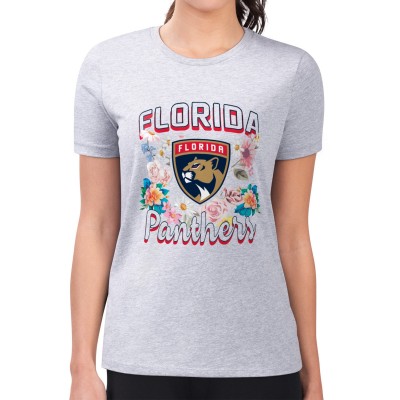 Футболка Florida Panthers G-III 4Her by Carl Banks Womens Flower Logo Fitted - Heather Gray