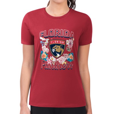 Футболка Florida Panthers G-III 4Her by Carl Banks Womens Flower Logo Fitted - Red