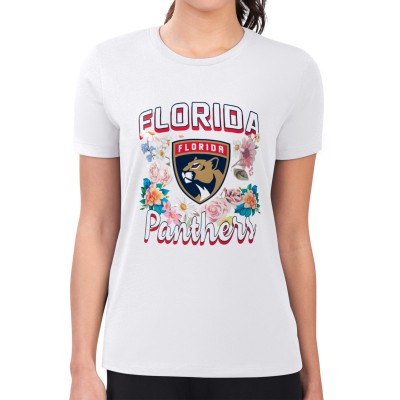 Футболка Florida Panthers G-III 4Her by Carl Banks Womens Flower Logo Fitted - White