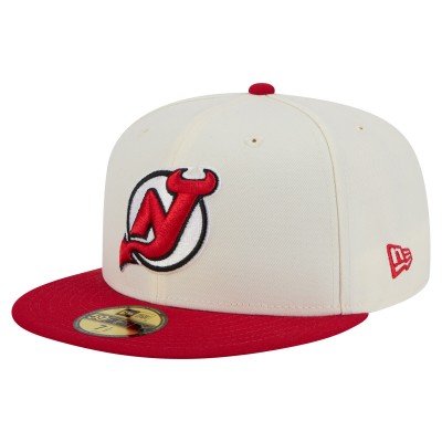 Бейсболка New Jersey Devils New Era White Chrome Two-Toned 59FIFTY