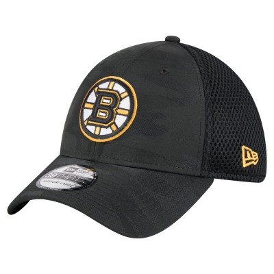 Бейсболка Boston Bruins New Era Black Active Subtle Camo 39THIRTY