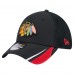 Бейсболка Chicago Blackhawks New Era Black Linear Featherweight 39THIRTY