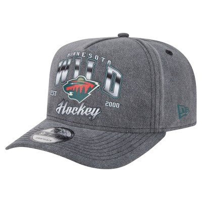 Бейсболка Minnesota Wild New Era Charcoal Throwback Washed Pre-Curved A-Frame 9FIFTY Snapback