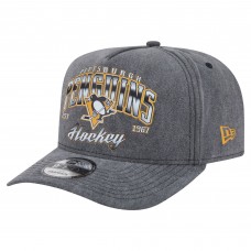 Бейсболка Pittsburgh Penguins New Era Charcoal Throwback Washed Pre-Curved A-Frame 9FIFTY Snapback