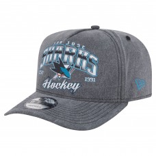 Бейсболка San Jose Sharks New Era Charcoal Throwback Washed Pre-Curved A-Frame 9FIFTY Snapback