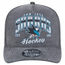 Бейсболка San Jose Sharks New Era Charcoal Throwback Washed Pre-Curved A-Frame 9FIFTY Snapback