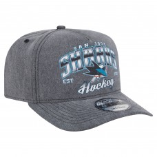 Бейсболка San Jose Sharks New Era Charcoal Throwback Washed Pre-Curved A-Frame 9FIFTY Snapback