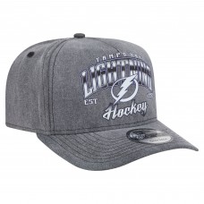Бейсболка Tampa Bay Lightning New Era Charcoal Throwback Washed Pre-Curved A-Frame 9FIFTY Snapback