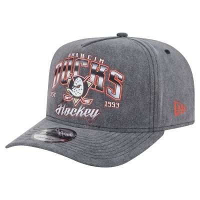 Бейсболка Anaheim Ducks New Era Charcoal Throwback Washed Pre-Curved A-Frame 9FIFTY