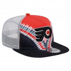 Бейсболка Philadelphia Flyers New Era Black/Orange Throwback V-Dye Golfer