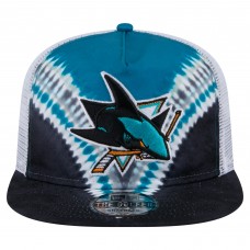 Бейсболка San Jose Sharks New Era Black/Teal Throwback V-Dye