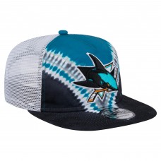 Бейсболка San Jose Sharks New Era Black/Teal Throwback V-Dye