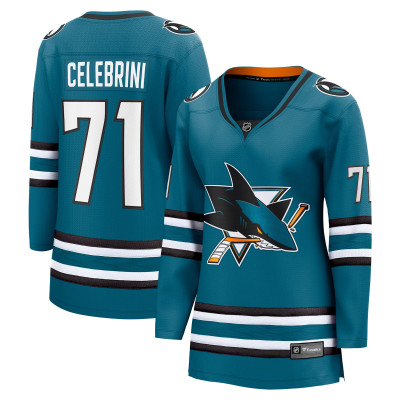 Женская джерси San Jose Sharks Macklin Celebrini Fanatics Teal Home Breakaway