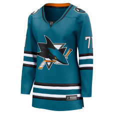Женская джерси San Jose Sharks Macklin Celebrini Fanatics Teal Home Breakaway