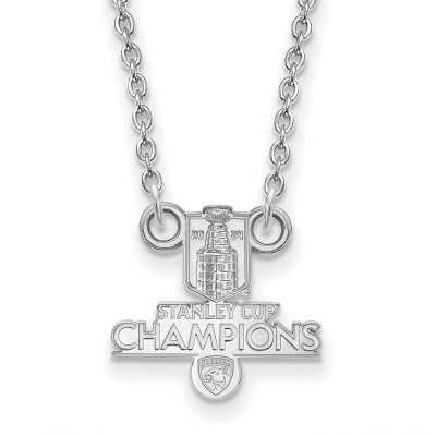 Florida Panthers LogoArt 2024 Stanley Cup Champions Sterling Silver Pendant Necklace