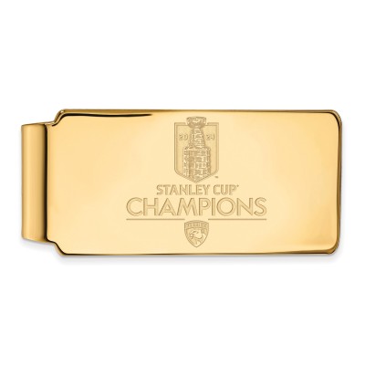 Florida Panthers LogoArt 2024 Stanley Cup Champions Gold Plated Money Clip