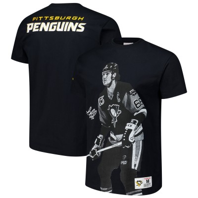 Футболка Pittsburgh Penguins Mario Lemieux Mitchell & Ness Black NHL Ultimate Player Vintage Logo