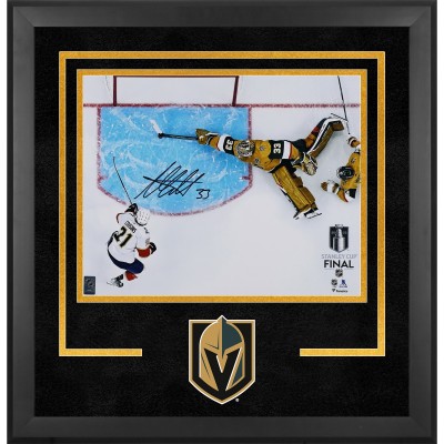 Adin Hill Vegas Golden Knights Autographed Fanatics Authentic Deluxe Framed 16 x 20 Stanley Cup Final Game One Save Photograph
