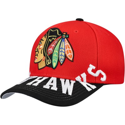 Бейсболка Chicago Blackhawks Mitchell & Ness Red/Black Underarch Two-Tone Pro Crown