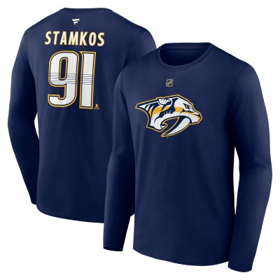 Футболка с длинным рукавом Steven Stamkos Nashville Predators Fanatics Authentic Stack Name & Number - Navy