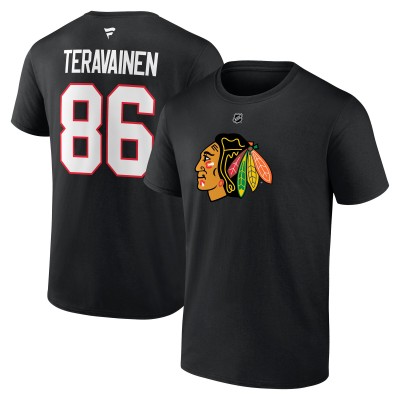 Футболка Chicago Blackhawks Teuvo Teravainen Fanatics Black Authentic Stack Name & Number