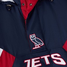 Winnipeg Jets OVO x Starter Navy Half-Zip Hooded Jacket