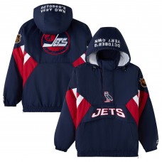 Winnipeg Jets OVO x Starter Navy Half-Zip Hooded Jacket