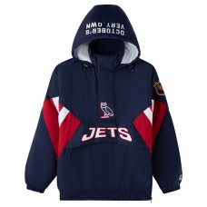 Winnipeg Jets OVO x Starter Navy Half-Zip Hooded Jacket