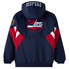 Winnipeg Jets OVO x Starter Navy Half-Zip Hooded Jacket