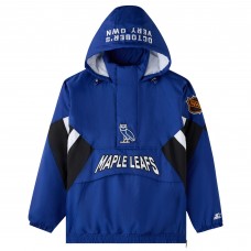 Toronto Maple Leafs OVO x Starter Blue Half-Zip Hooded Jacket