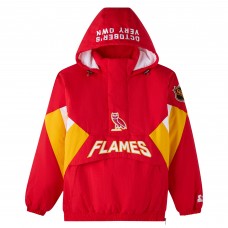 Calgary Flames OVO x Starter Red Half-Zip Hooded Jacket