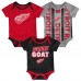 Newborn Detroit Red Wings Loyal Buddies Three-Pack Bodysuit Set