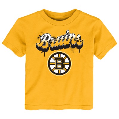 Toddler Boston Bruins Gold Bubbly Script T-Shirt