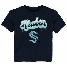 Toddler Seattle Kraken Navy Bubbly Script T-Shirt