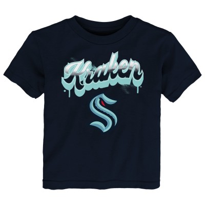 Toddler Seattle Kraken Navy Bubbly Script T-Shirt