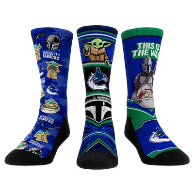 Unisex Vancouver Canucks Rock Em Socks The Mandalorian 3-Pack Crew Socks