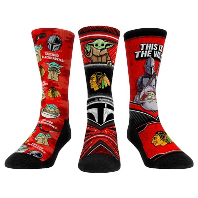 Unisex Chicago Blackhawks Rock Em Socks The Mandalorian 3-Pack Crew Socks