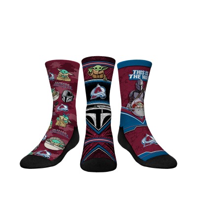 Подростковая Colorado Avalanche Rock Em Socks The Mandalorian 3-Pack Crew Socks