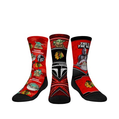 Три пары носков Youth Chicago Blackhawks Rock Em Socks The Mandalorian