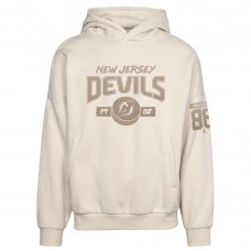 Толстовка New Jersey Devils Jack Hughes Levelwear Khaki Oversized Contact Name & Number