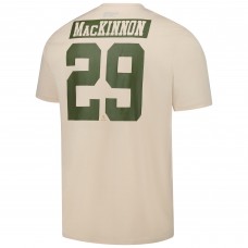 Футболка Colorado Avalanche Nathan MacKinnon Levelwear Khaki 2024 NHL Military Appreciation Richmond Delta Player Name & Number