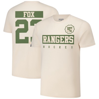 New York Rangers Adam Fox Levelwear Khaki 2024 NHL Military Appreciation Richmond Delta Player Name & Number T-Shirt