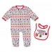 Newborn Chicago Blackhawks WEAR by Erin Andrews Allover Print Full-Zip Sleeper & Bib Christmas Set