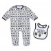 Newborn Vegas Golden Knights WEAR by Erin Andrews Allover Print Full-Zip Sleeper & Bib Christmas Set
