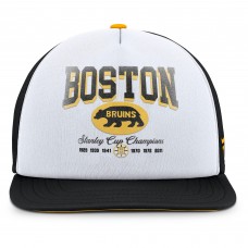 Boston Bruins Fanatics White/Black Decades Collection Foam Front Snapback Hat