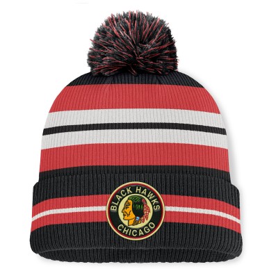 Шапка с помпоном Chicago Blackhawks Fanatics Black/Cream Decades Collection